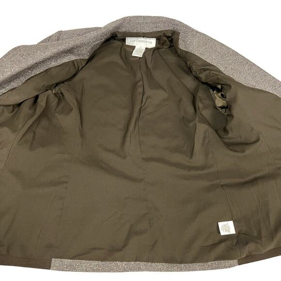 Liz Claiborne Blazer Jacket Brown Elbow Patch Wool Blend Women's S Dark Academia - Picture 14 of 16